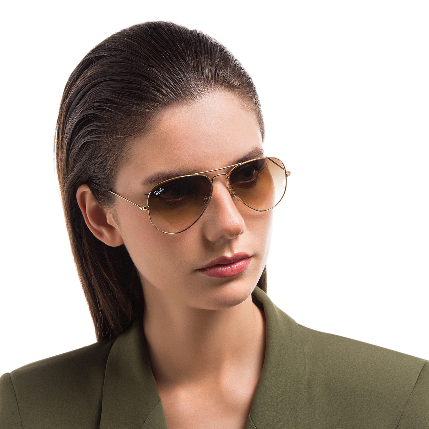 Shop Ray-Ban Pilot Gradient Sunglasses in Gold online.