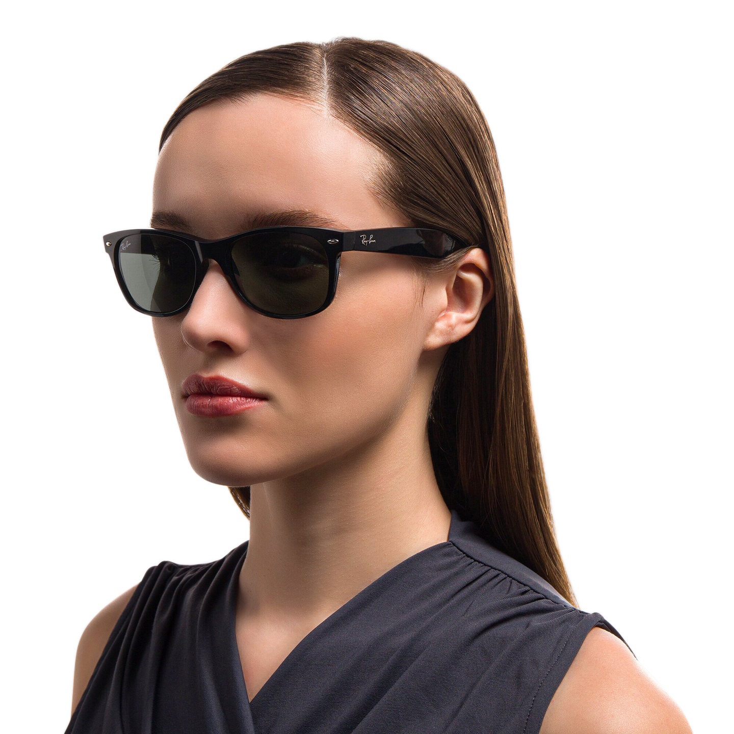 Ray-Ban Unisex Square Sunglasses in Polished Black – Model Photo 5