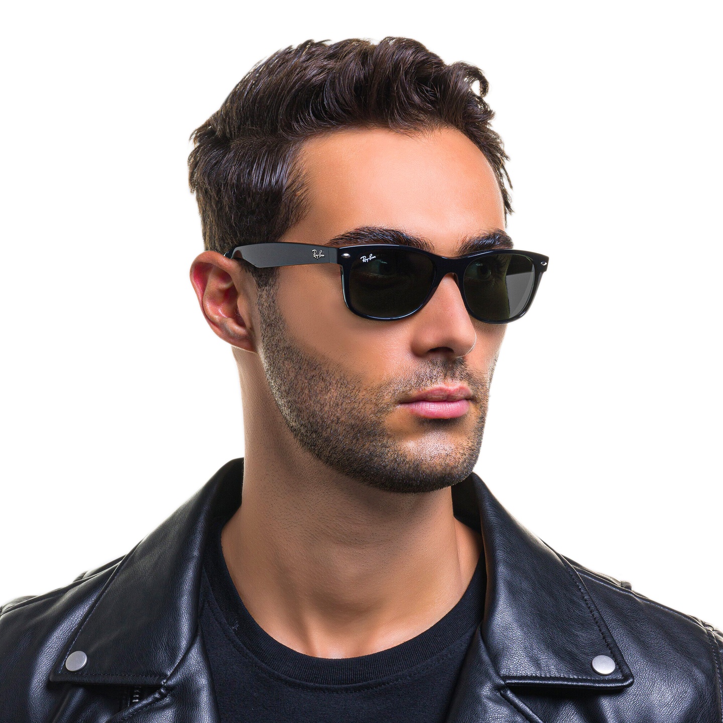 Ray-Ban Unisex Square Sunglasses in Polished Black – Model Photo 6