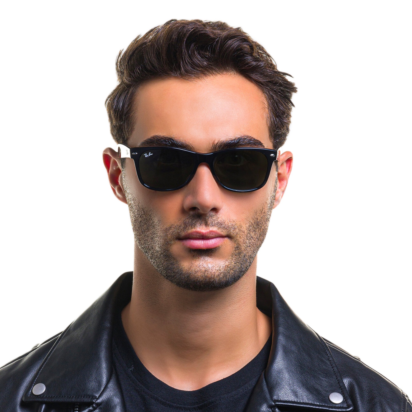 Ray-Ban Unisex Square Sunglasses in Polished Black – Model Photo 7