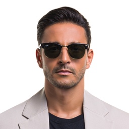 Ray-Ban Clubmaster Square Sunglasses in Black – Model Photo 2