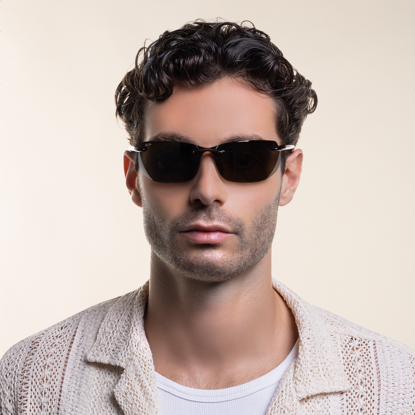 Shop Maui Jim Rimless Wide Rectangle Sunglasses in Tortoise online.