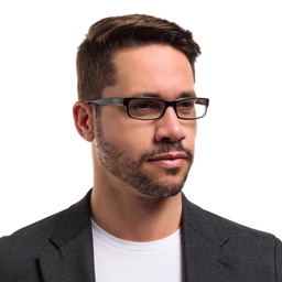 Ray-Ban Rectangle Eyeglasses in Black On Transparent – Model Photo 2