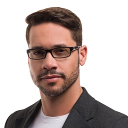 Ray-Ban Rectangle Eyeglasses in Black On Transparent – Model Photo 5
