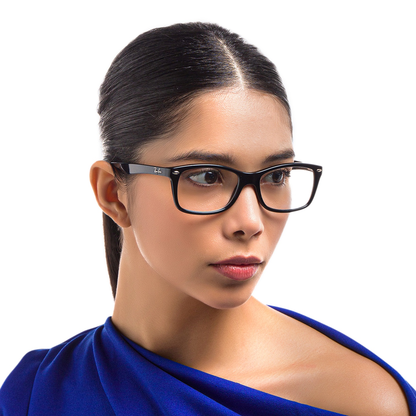 Ray-Ban Unisex Square Eyeglasses in Black – Model Photo 4