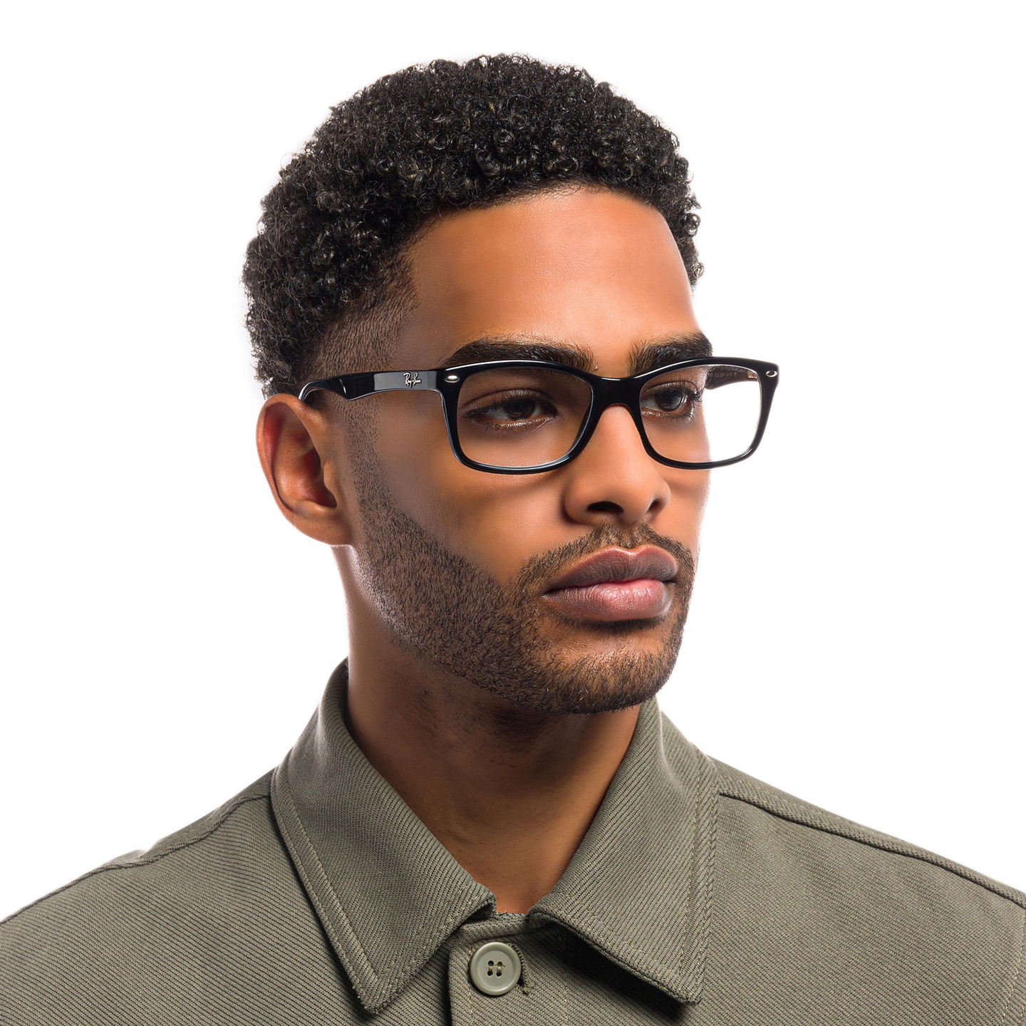 Ray-Ban Unisex Square Eyeglasses in Black – Model Photo 6