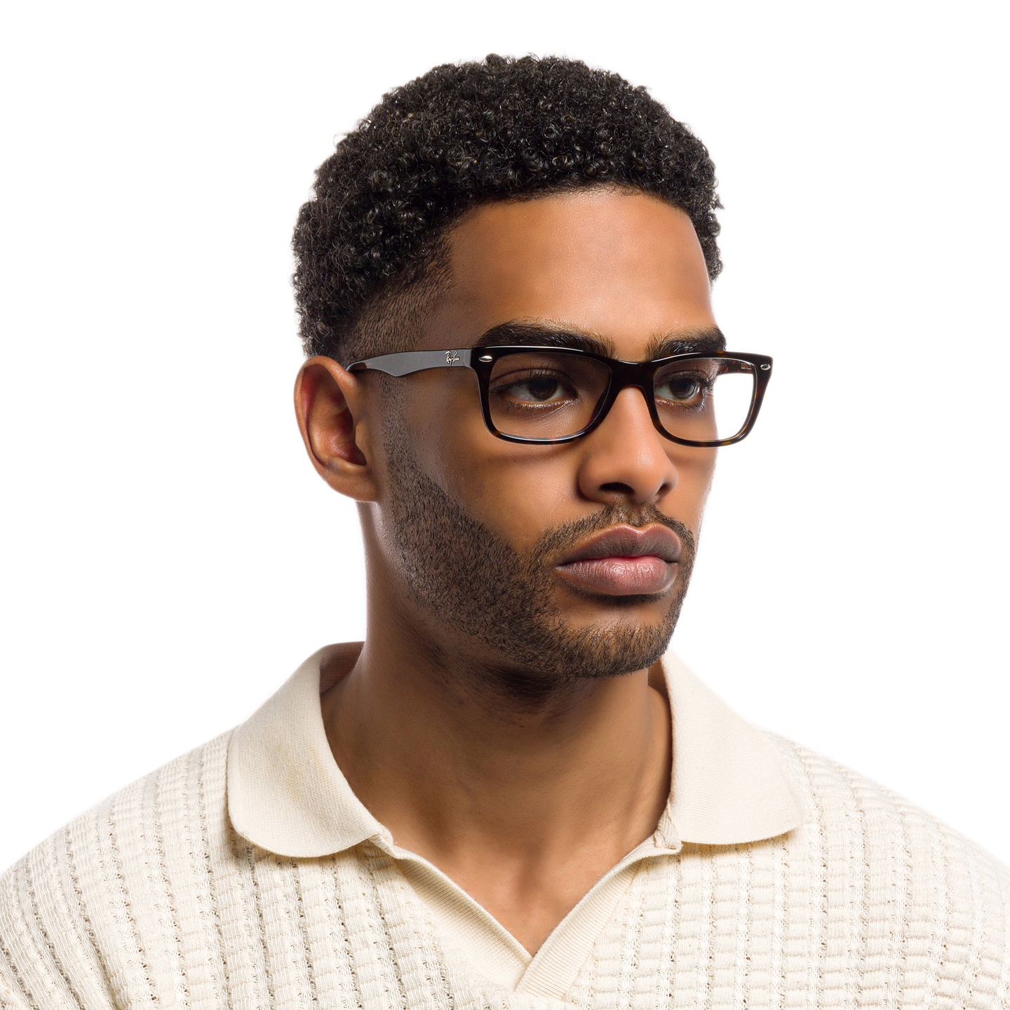 Ray-Ban Unisex Square Eyeglasses in Dark Havana – Model Photo 5