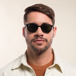 Ray-Ban Round Sunglasses in Metal in Black – Model Photo 2