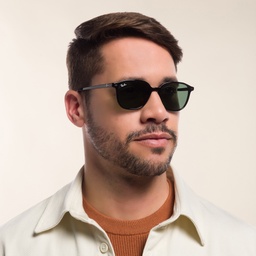Ray-Ban Round Sunglasses in Metal in Black – Model Photo 5