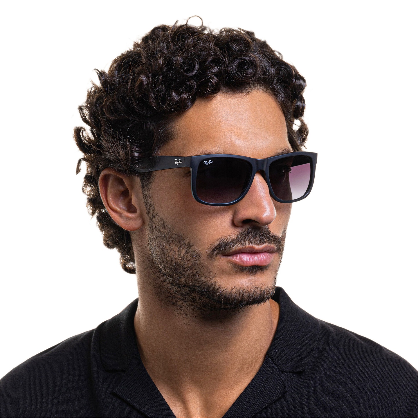 Ray-Ban Square Sunglasses in Grey – Model Photo 4
