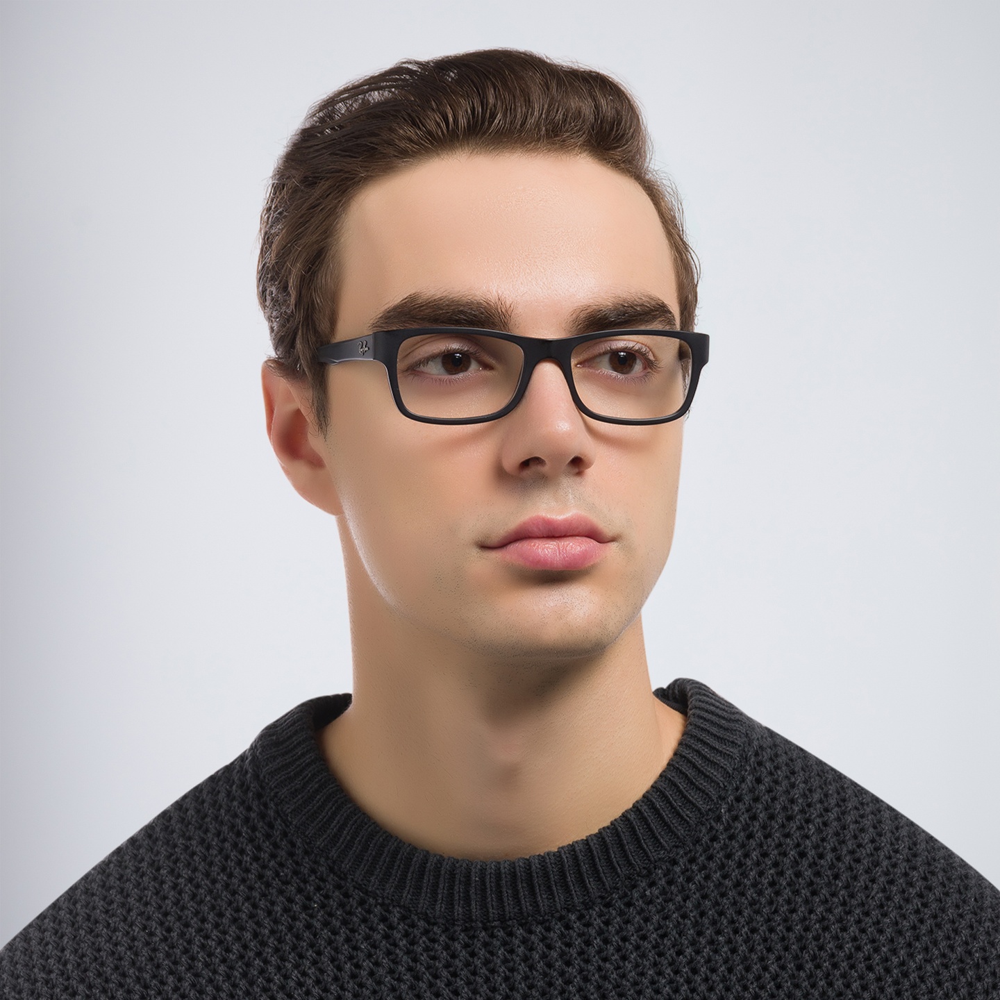 Ray-Ban Optics Rectangle Eyeglasses in Black – Model Photo 4