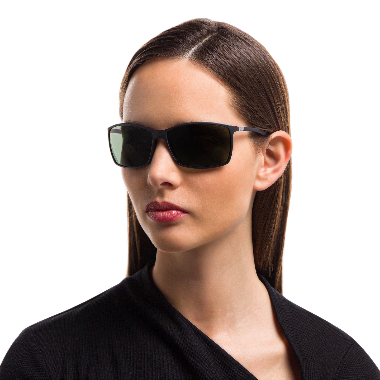 Ray-Ban Liteforce Tech Rectangle Sunglasses in Black – Model Photo 5