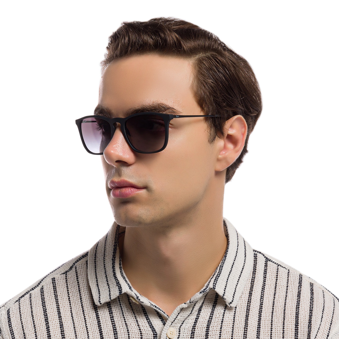 Ray-Ban Chris Square Sunglasses in Black – Model Photo 4