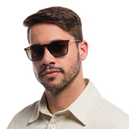 Ray-Ban Square Sunglasses in Transparent Brown – Model Photo 2