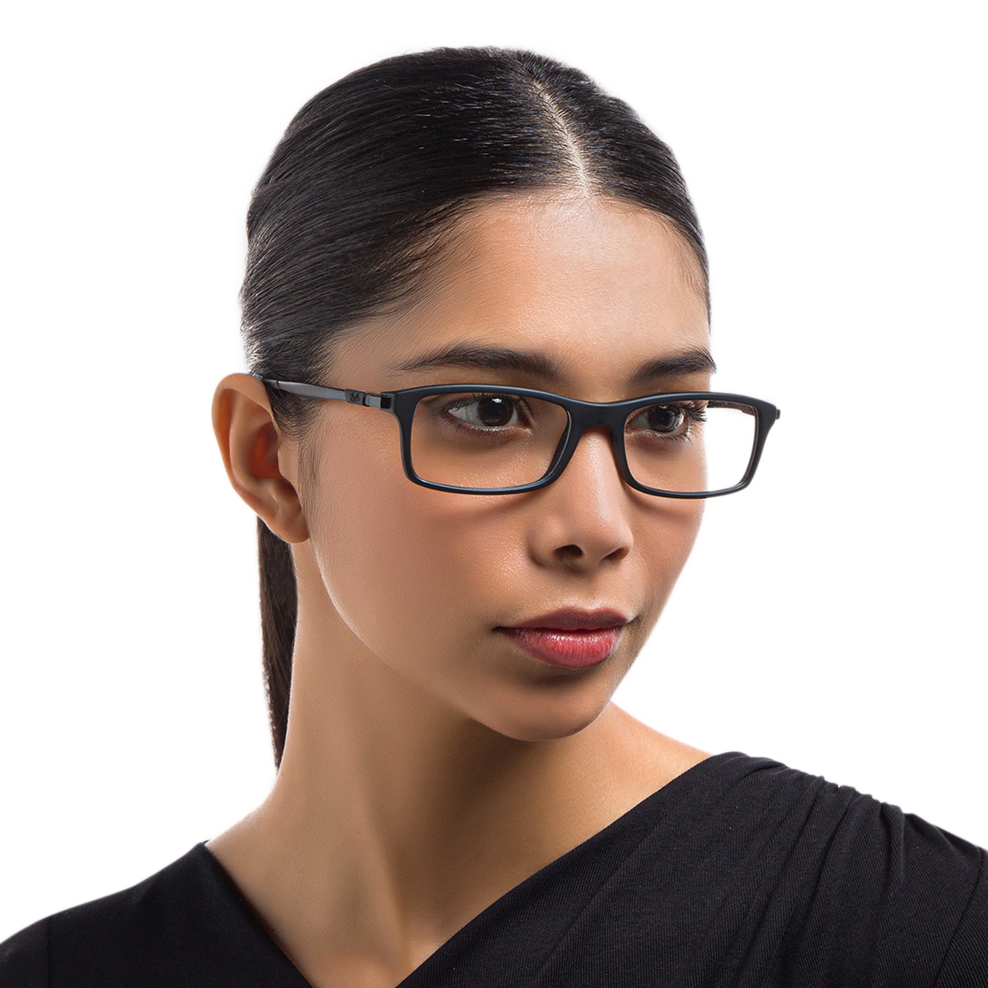 Ray-Ban Optics Unisex Rectangle Eyeglasses in Black – Model Photo 4