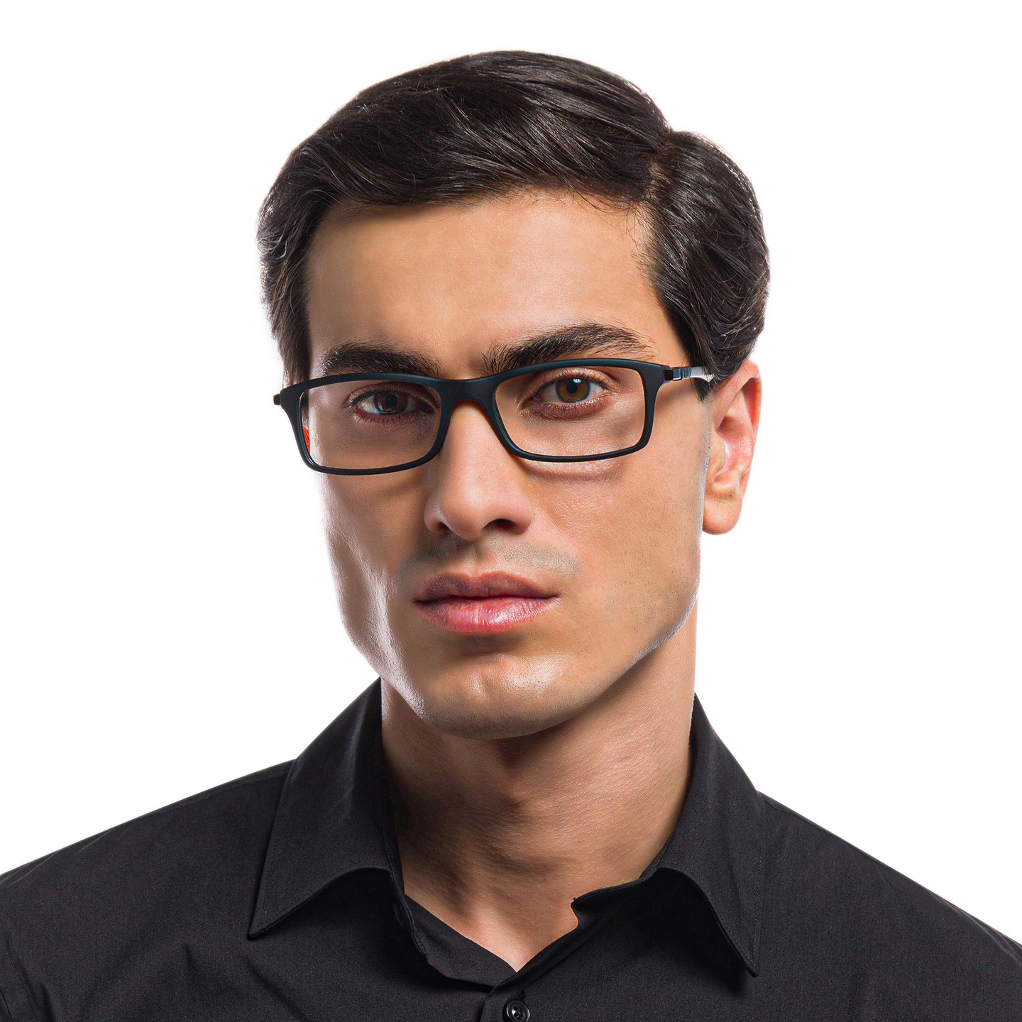 Ray-Ban Optics Unisex Rectangle Eyeglasses in Black – Model Photo 6