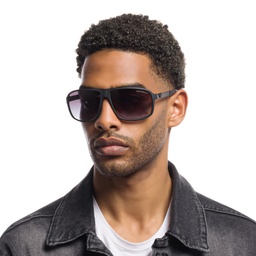 Emporio Armani Unisex Square Sunglasses in Rubber Black – Model Photo 2