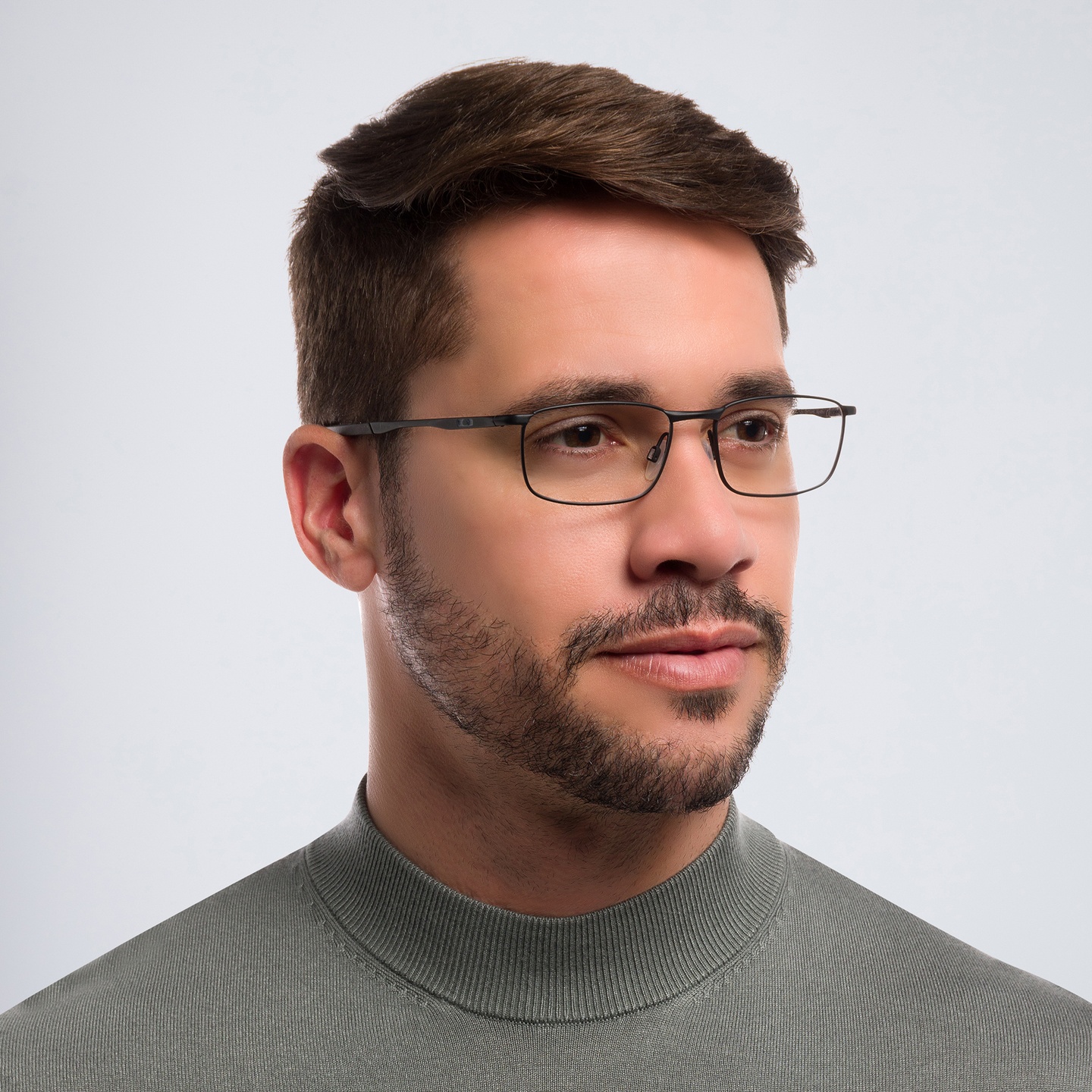 Oakley Barrelhouse™ Rectangle Eyeglasses in Matte Black – Model Photo 1