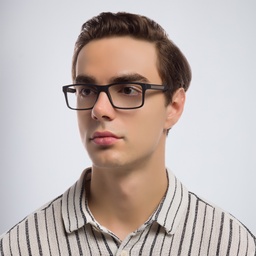 Emporio Armani Rectangle Eyeglasses in Rubber Black – Model Photo 2