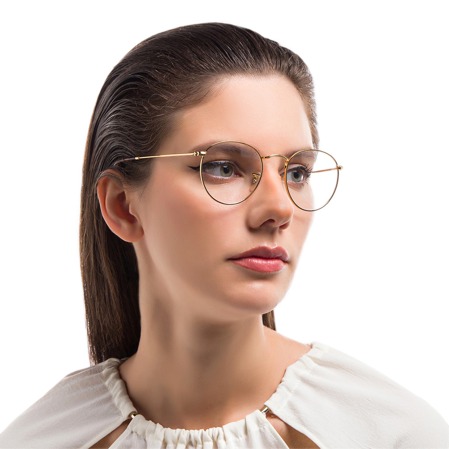 Shop Ray-Ban Round Metal Optics Eyeglasses in Gold online.