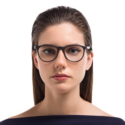 Ray-Ban Erika Optics Round Eyeglasses in Black – Model Photo 2