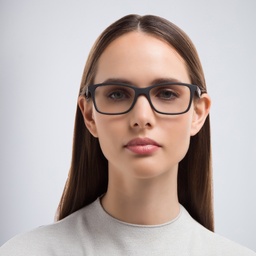 Ray-Ban Optics Unisex Rectangle Eyeglasses in Black – Model Photo 2