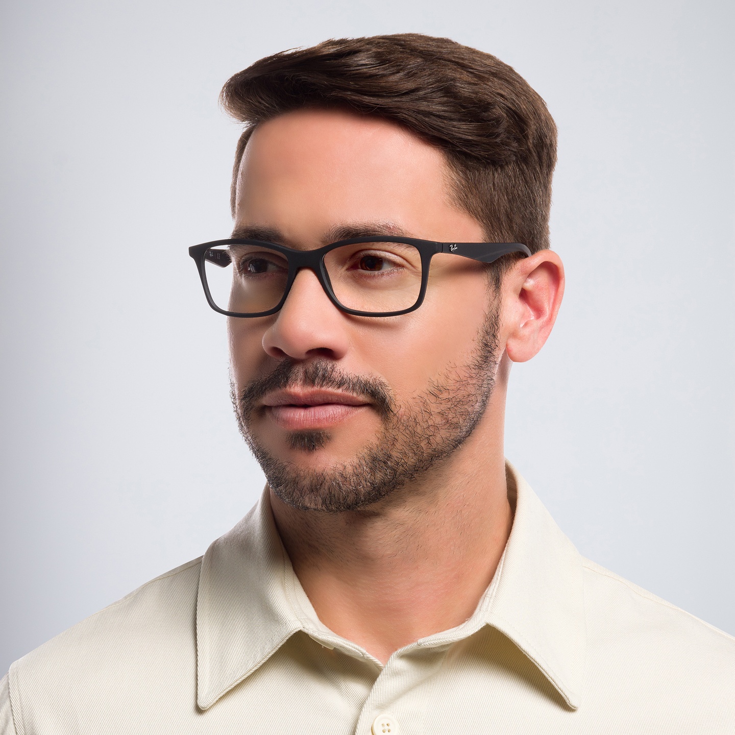 Ray-Ban Optics Unisex Rectangle Eyeglasses in Black – Model Photo 6