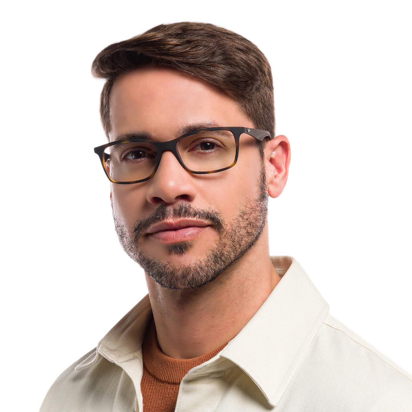 Shop Ray-Ban Optics Unisex Rectangle Eyeglasses in Havana online.