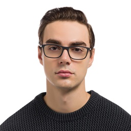 Emporio Armani Rectangle Eyeglasses in Rubber Black – Model Photo 2