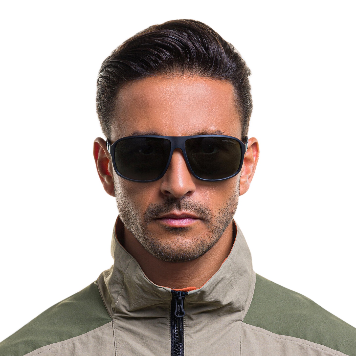 Shop Emporio Armani Square Sunglasses in Matte Black online.