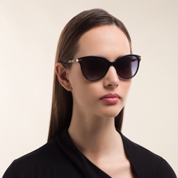 Shop BURBERRY Cat Eye Sunglasses in Black online.