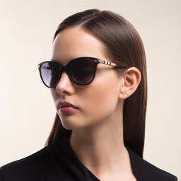 Shop BURBERRY Cat Eye Sunglasses in Black online.