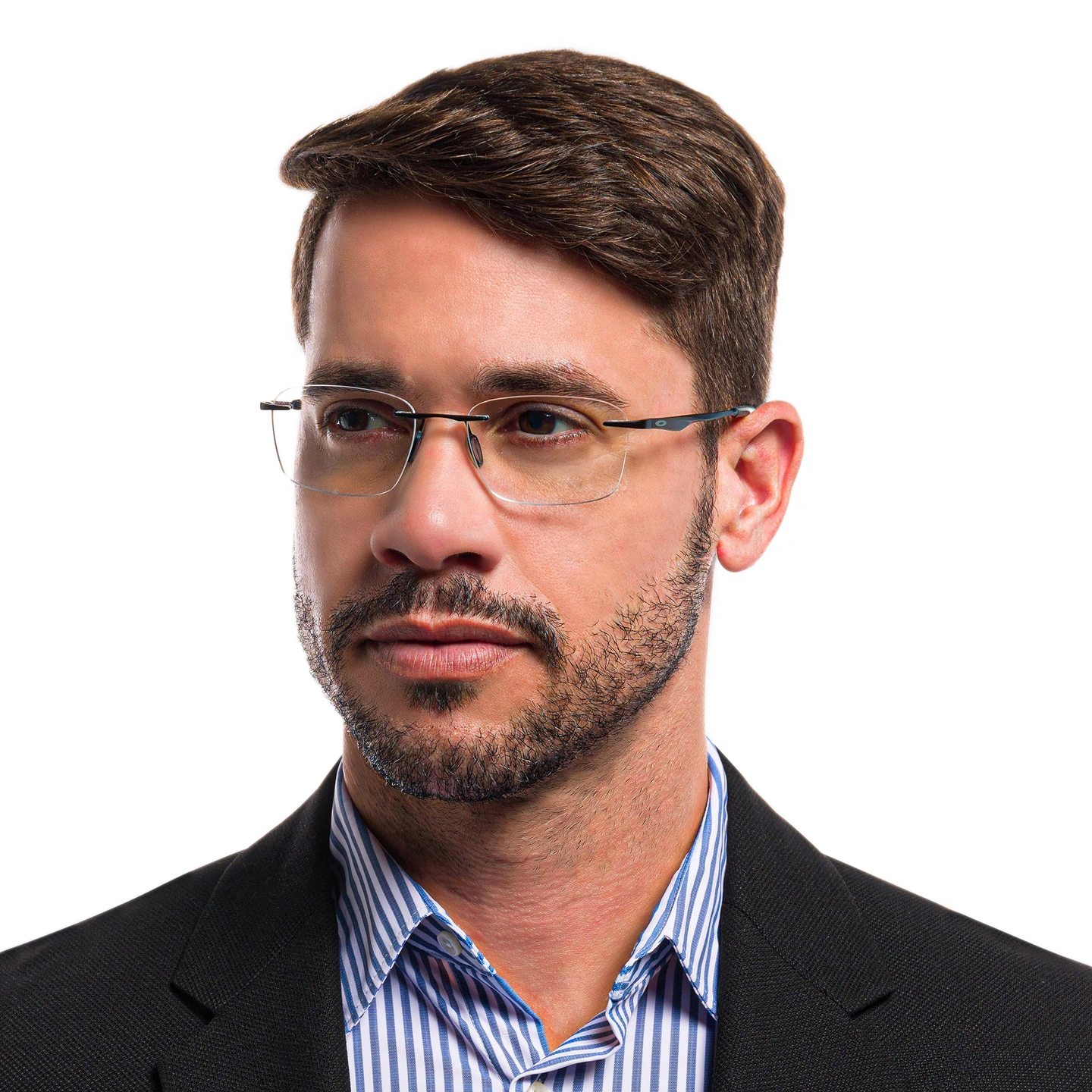 Shop Oakley Wingfold™ EVS Rimless Rectangle Eyeglasses in Satin Black online.