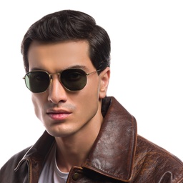Shop Ray-Ban Hexagonal Flat Lenses Sunglasses in Gold online.