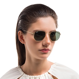 Ray-Ban Hexagonal Flat Lenses Sunglasses in Gold – Model Photo 6