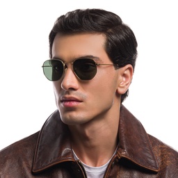 Ray-Ban Hexagonal Flat Lenses Sunglasses in Gold – Model Photo 7