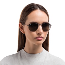Ray-Ban Hexagonal Flat Lenses Sunglasses in Gunmetal – Model Photo 2
