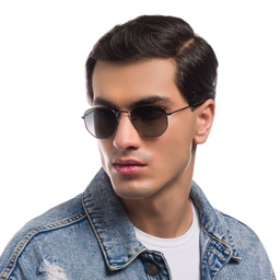 Ray-Ban Hexagonal Flat Lenses Sunglasses in Gunmetal – Model Photo 7