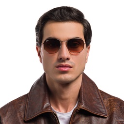 Ray-Ban Hexagonal Flat Lenses Sunglasses in Copper – Model Photo 6