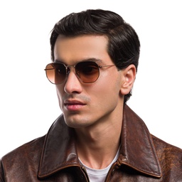 Ray-Ban Hexagonal Flat Lenses Sunglasses in Copper – Model Photo 7