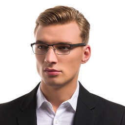 Emporio Armani Rectangle Eyeglasses in Black – Model Photo 2