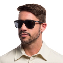 Emporio Armani Square Sunglasses in Matte Black – Model Photo 6