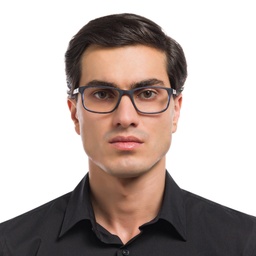 Emporio Armani Rectangle Eyeglasses in Matte Striped Blue – Model Photo 2