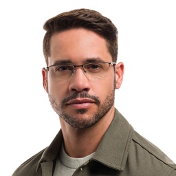 Oakley SOCKET 5.5 Half-Rim Rectangle Eyeglasses in Satin Pewter – Model Photo 5