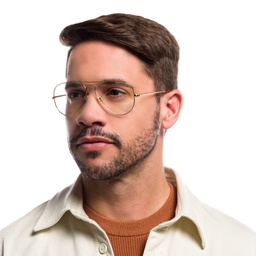 Ray-Ban Pilot Optics Eyeglasses in Gold – Model Photo 6