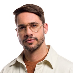 Ray-Ban Pilot Optics Eyeglasses in Gold – Model Photo 7