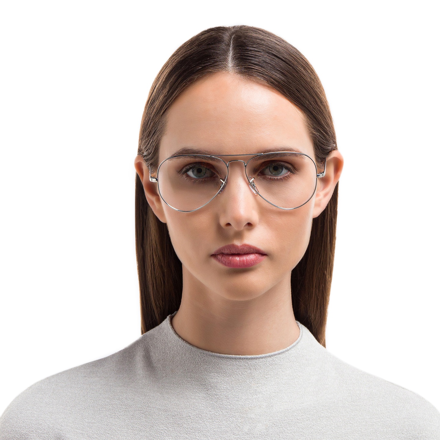 Ray-Ban Pilot Optics Eyeglasses in Silver – Model Photo 1