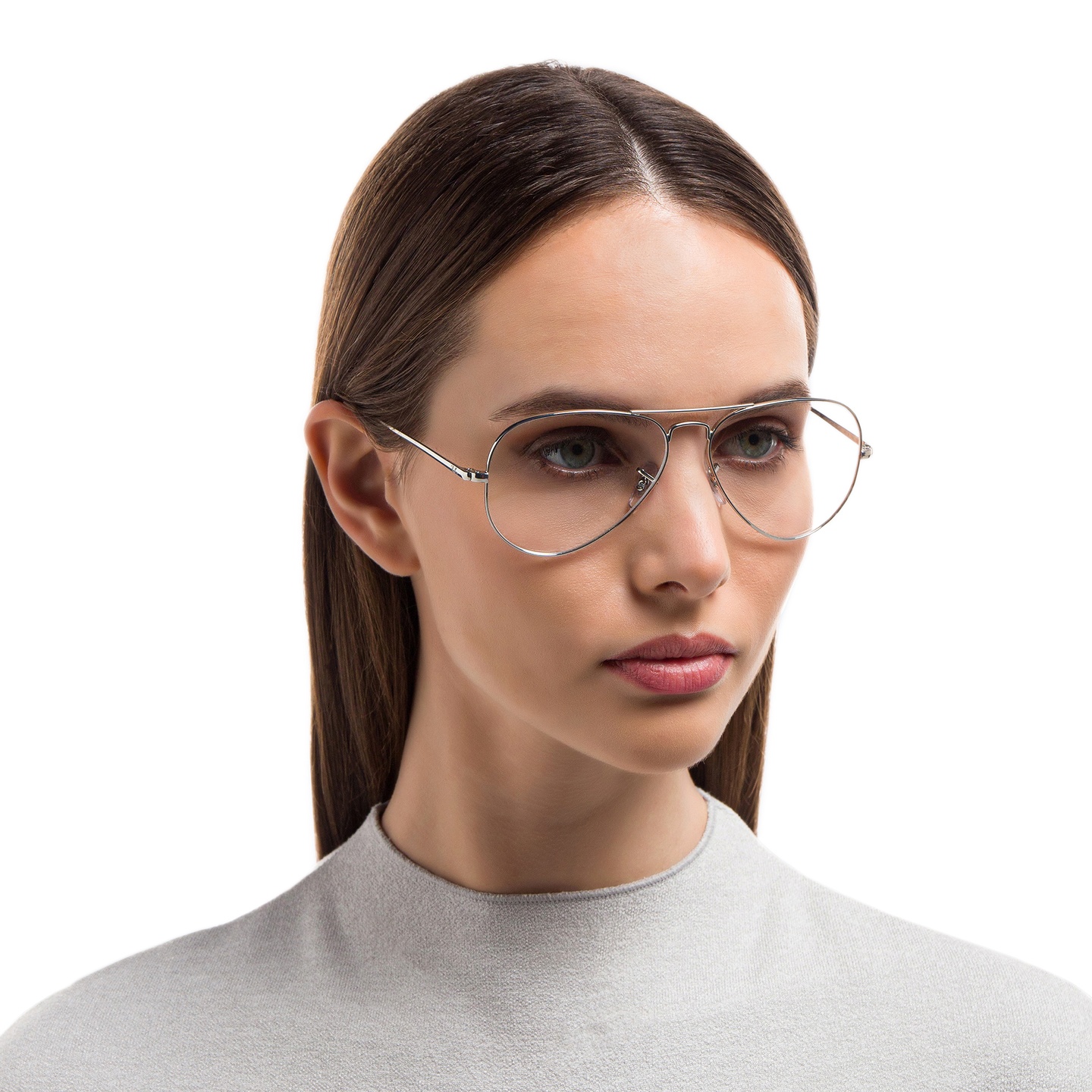 Ray-Ban Pilot Optics Eyeglasses in Silver – Model Photo 4