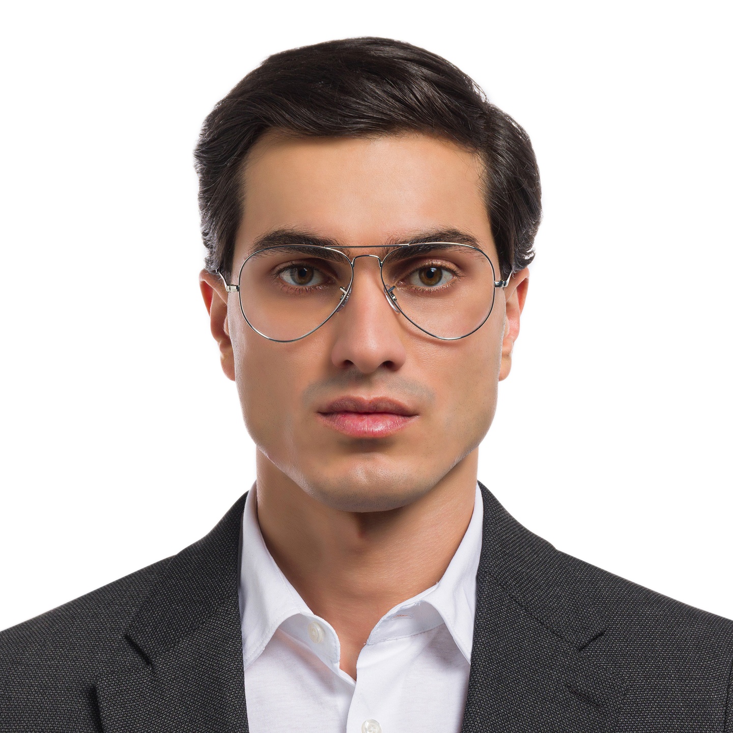 Ray-Ban Pilot Optics Eyeglasses in Silver – Model Photo 5