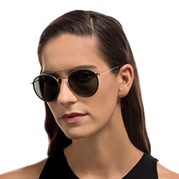 Ray-Ban Round Double Bridge Sunglasses in Gold – Model Photo 5